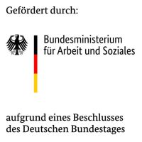 Banner "Gefördert durch: Bundesministerium für Arbeit uns Soziales"